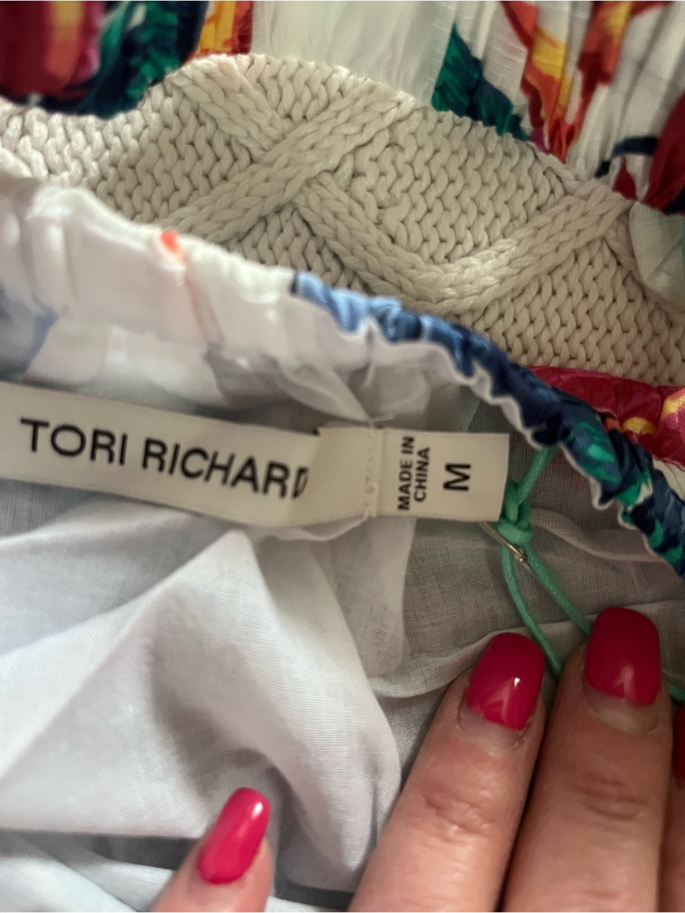 Tori Richard White Maxi Dress with Multicolor Tropical Print Women’s Size Medium - Picture 2 of 15